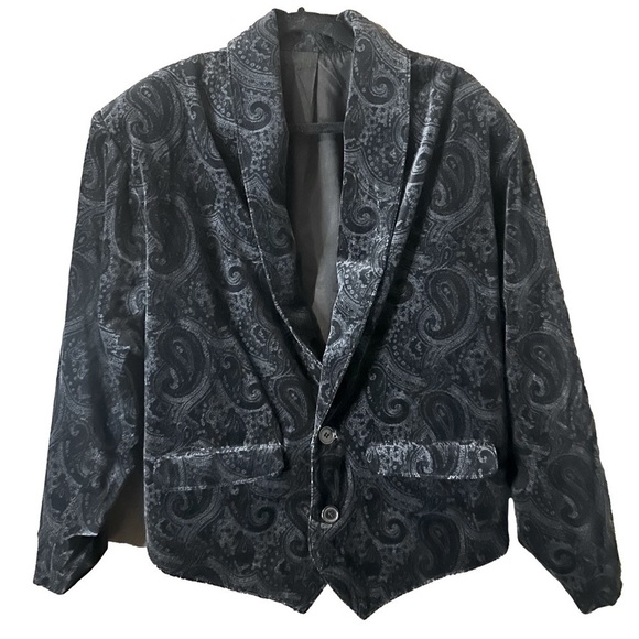 le chateau Jackets & Blazers - Vintage Le Chateau Evening Jacket Women's Black Velvet Paisley Button-Up Size M